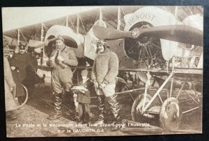 Mint France Postcard RPPC Aviation Pilot And mechanic Of The Caudron