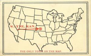 Vintage Postcard Wayne KS The Only Town on the US Map, Republic County Unposted