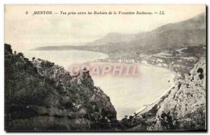 Old Postcard Menton Vue Prize Between Les Rochers De La Frontiere Italian