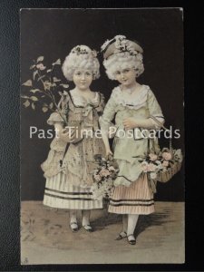 c1904 Tucks 'Art Series' showing Two Little Girls with a Basket of Flowers