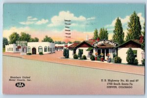 Denver Colorado CO Postcard Highway South Santa Fe Columbine Motel c1940 Vintage