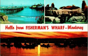 Multiview Banner Fishermans Wharf San Francisco CA California Chrome Postcard A3