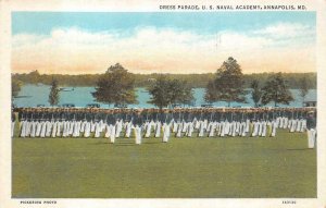 DRESS PARADE U.S. NAVAL ACADEMY ANNAPOLIS MARYLAND MILITARY POSTCARD (c.1920s)