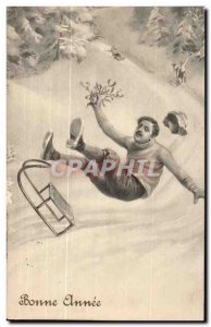 Old Postcard Fancy Man falling liege of Sports & # 39hiver