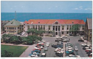 CURACAO, 1940-1960´s; Willemstad's Municipal Building, Classic Cars