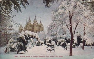 Winter Scene In Temple Grounds Salt Lake City Utah