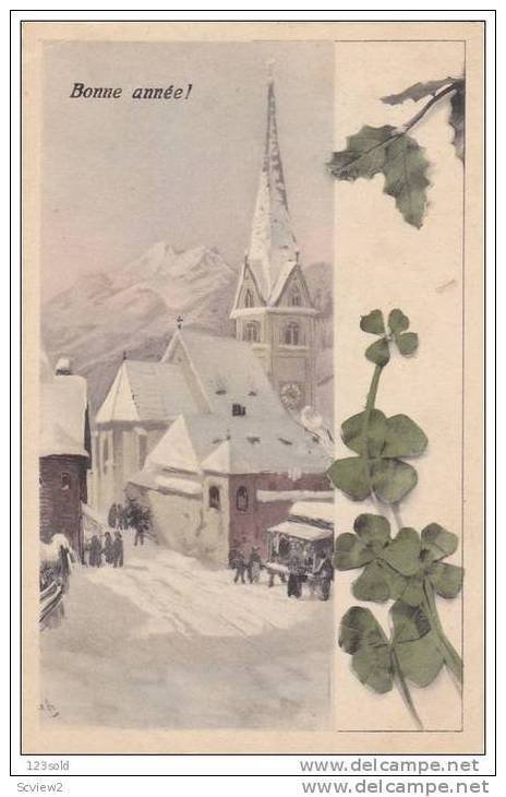 Scène d'hiver l'église - Bonne Anne'e !