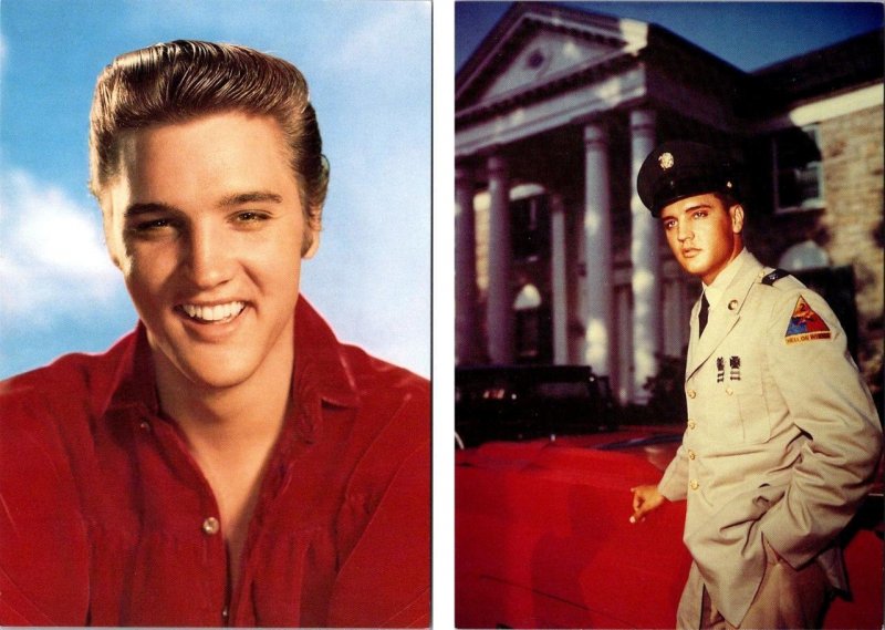 2~4X6 Postcards MOVIE STAR ELVIS PRESLEY Smiling Studio Portrait & ARMY UNIFORM