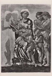 Michelangelo Madonna Child Saint John & Angels Real Photo RPC Painting Postcard