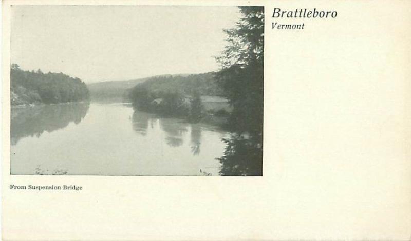 Brattleboro VT  View of Water from Suspension Bridge UDB Photo Postcard