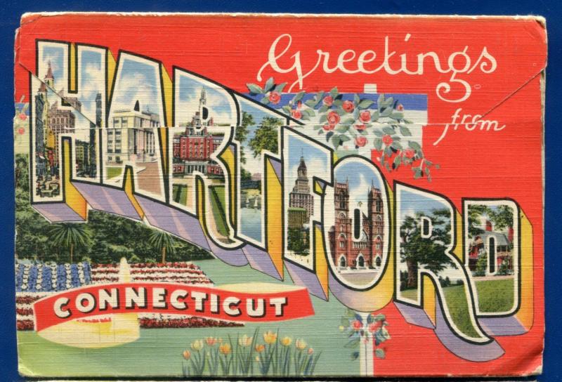 Hartford Connecticut conn ct Main Street Aetna Bldg postcard folder