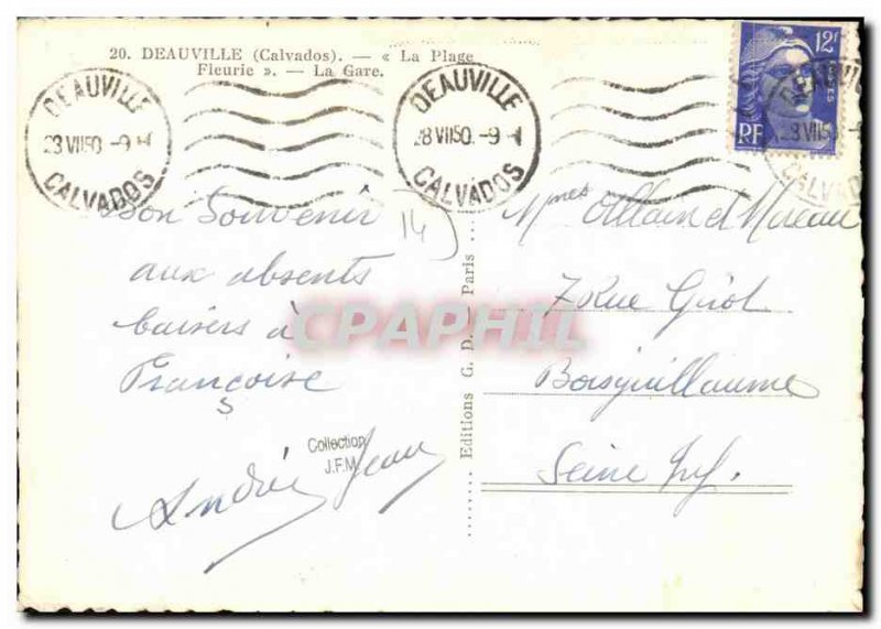 Postcard Modern Fleurie Deauville Beach train station