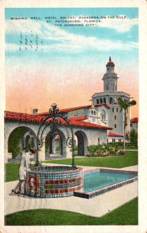 Florida St Petersburg Pasadena On The Gulf Hotel Rolyat Wishing Well 1934