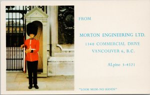 Morton Engineering Ltd Vancouver BC Sentry c1970 to Howard Wright Postcard G65