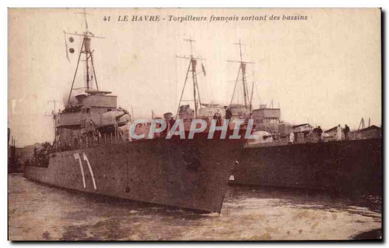 Le Havre - Outgoing French Destroyers pools - Old Postcard