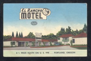 PORTLAND OREGON EL RANCHO MOTEL VINTAGE LINEN ADVERTISING POSTCARD