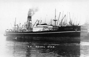SS Royal Star Blue Star Line Ship Writing on back 