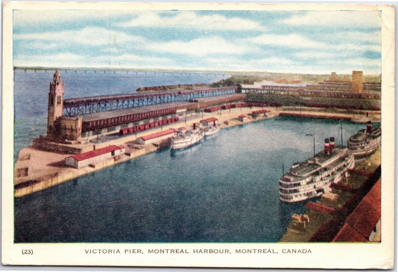 VINTAGE POSTCARD THE VICTORIA PIER AT MONTREAL HARBOUR CANADA POSTED 1952