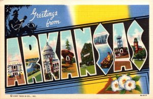 Arkansas Greetings From Large Letter Linen Curteich