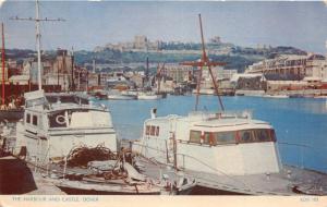 DOVER KENT UK THE HARBOUR & CASTLE~BOATS POSTCARD