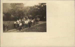 People & Horse Wagons NEAR ACADEMY WV Written on Back Real Photo Postcard #1