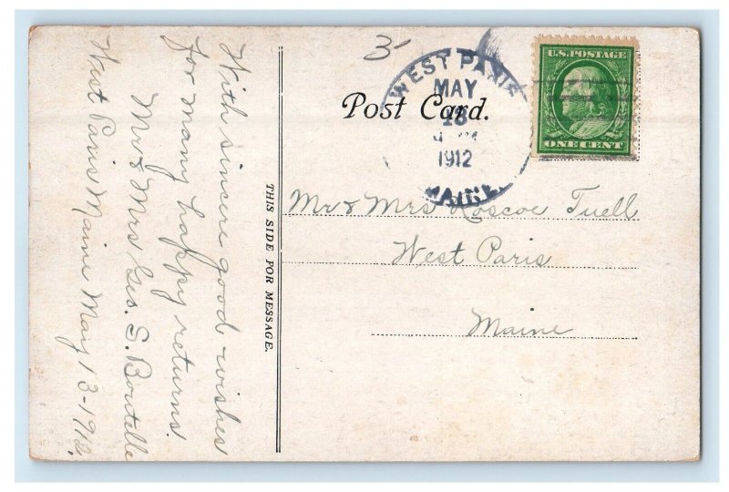 1912 View Of Post Office Building Auburn West Paris Maine ME Antique Postcard