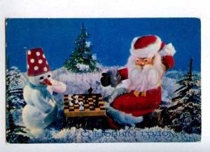 216414 SANTA CLAUS Ded Moroz CHESS Snowman Old 1979 NEW YEAR