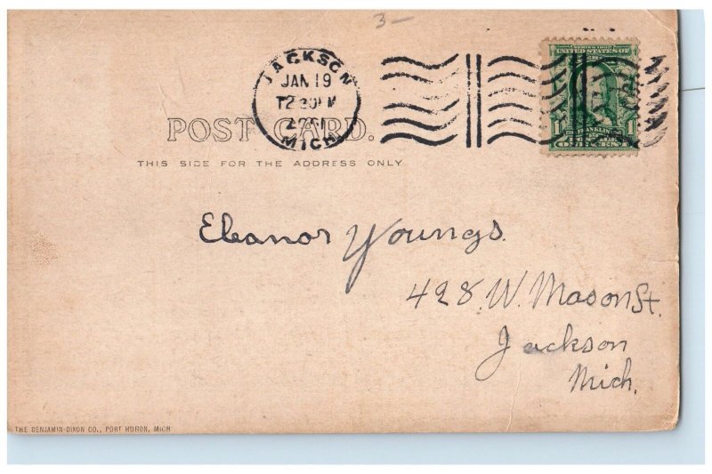 1906 Jackson Young's Men Christian Association Scene Jackson Michigan Postcard