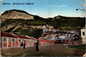 VINTAGE POSTCARD STREET SCENE ROCK OF GIBRALTAR ARRIVING FROM ALGECIRAS SPAIN