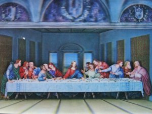 Religion JESUS at THE LAST SUPPER c1960s Holographic Postcard by Asahi Kigyo Co.