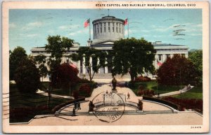 Columbus Ohio OH, 1932 State Capitol and McKinley Memorial Building, Postcard