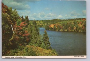 Autumn Along A Canadian River,  Fall Colours, 1976 Chrome Postcard