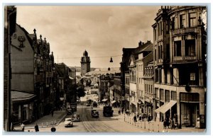 c1940's Plauen (Vogtl) Germany Train Station Trolley Car RPPC Photo Postcard