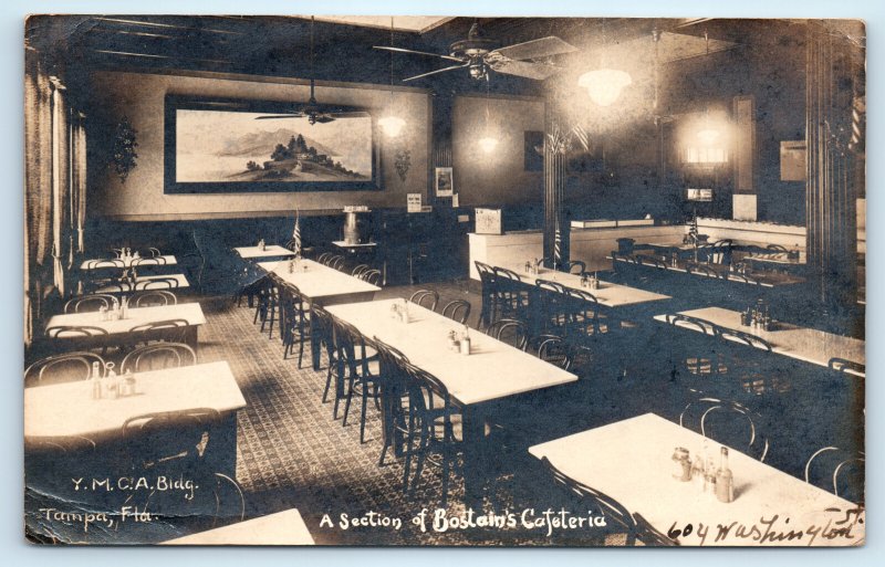 RPPC Tampa FL Florida Bostains Cafeteria Restaurant Real Photo Postcard