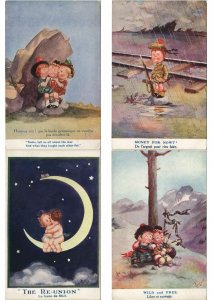 GILSON ARTIST SIGNED CHILDREN HUMOR COMIC 63 Vintage Postcards Pre-1940 (L3225)