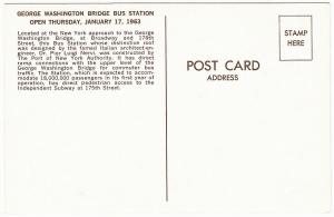 George Washington Bridge Bus Station Opening 1963 NYC Postcard