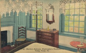 USA Martha's Bedroom Washington's Headquarters Valley Force Linen Postcard 07.55