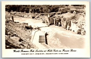 Postcard RPPC c1940s Hells Gate BC World Famous Fish Ladder Fraser River B