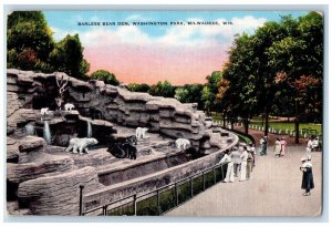 c1930's Barless Bear Den Washington Park Milwaukee Wisconsin WI Vintage Postcard