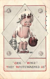 GEE WHIZ THEY WHITEWASHED US BASEBALL KIDLETS COMIC POSTCARD (c. 1910)