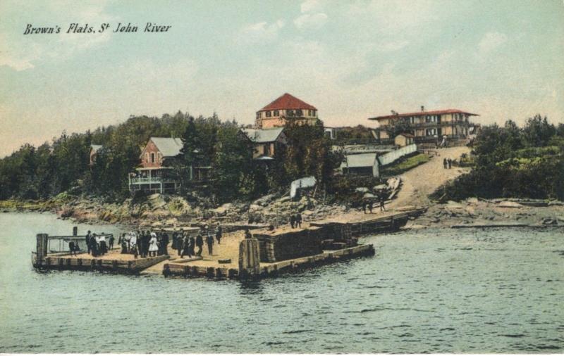 Brown's Flats ~ St. John River NB New Brunswick ~ Vintage Postcard