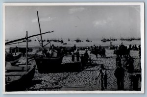 Nazare Oeste Portugal Oeste Portugal Postcard Fleet of Boats c1930's RPPC Photo