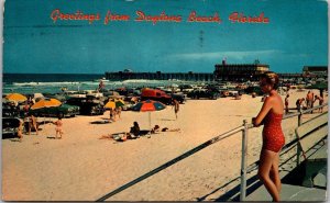 Florida Daytona Beach Greetings Looking South Toward Ocean Pier 1969