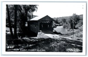 1955 Waterloo Covered Bridge RR Warner New Hampshire NH RPPC Photo Postcard