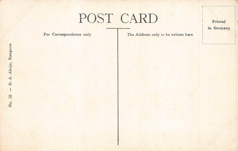 Myanmar Burma Scene of Shwe Dagon Pagoda Rangoon Natives vintage postcard