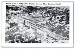 c1940's Aerial View Showing Main Business District Dodge City Kansas KS Postcard