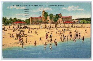 1950 Spa Beach Vinoy Park Hotel Exterior St. Petersburg Florida Vintage Postcard