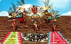 Mexico Tenochtitlan Native Aztec Dancers Performing on A Pyramid