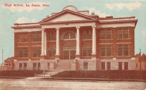 E32/ La Junta Colorado Postcard 1912 High School Building