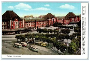 c1910 Bus View Building of Tokyo Station Japan Unposted Antique Postcard